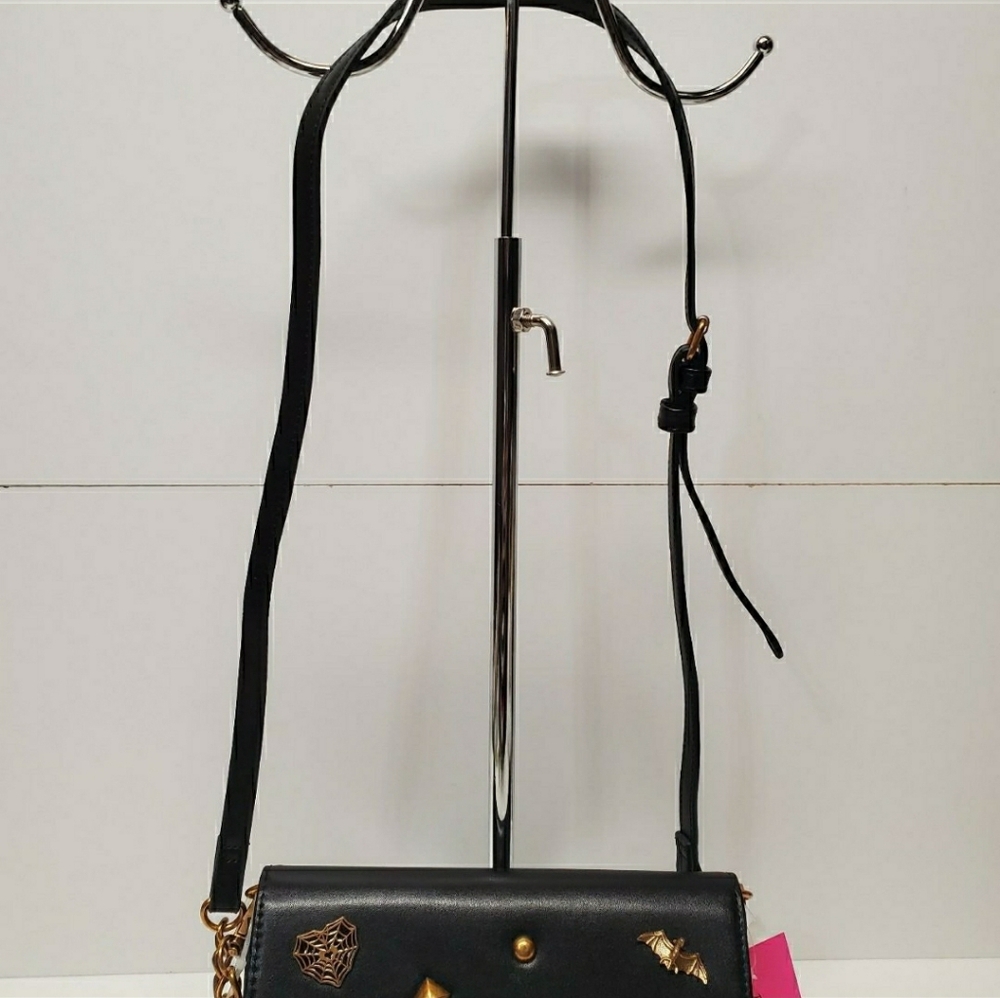 Betsey Johnson Black Crossbody Bag with Gold Accents - Picture 2 of 8